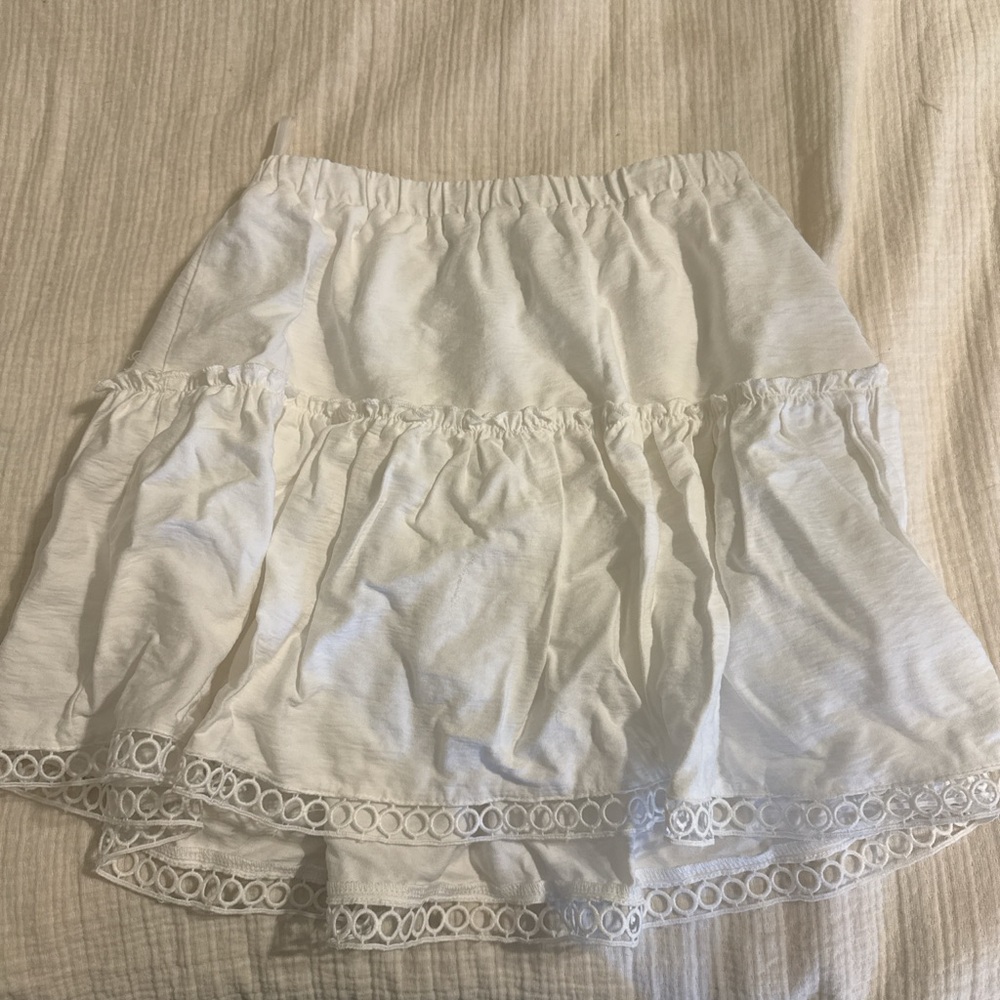 fab'rik White Ruffled Mini Skirt